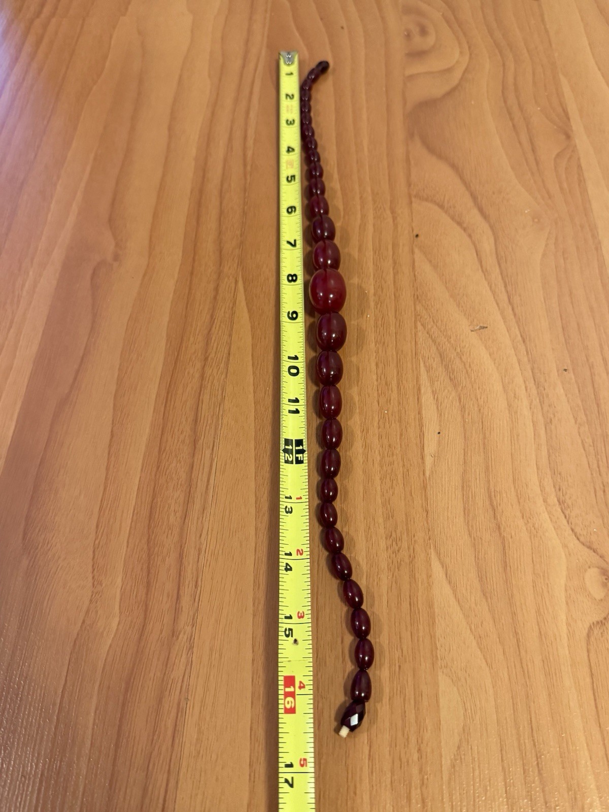 Antique 1920’s Dark Red Cherry Amber Bakelite Graduated Necklace 16.5”in,35grams