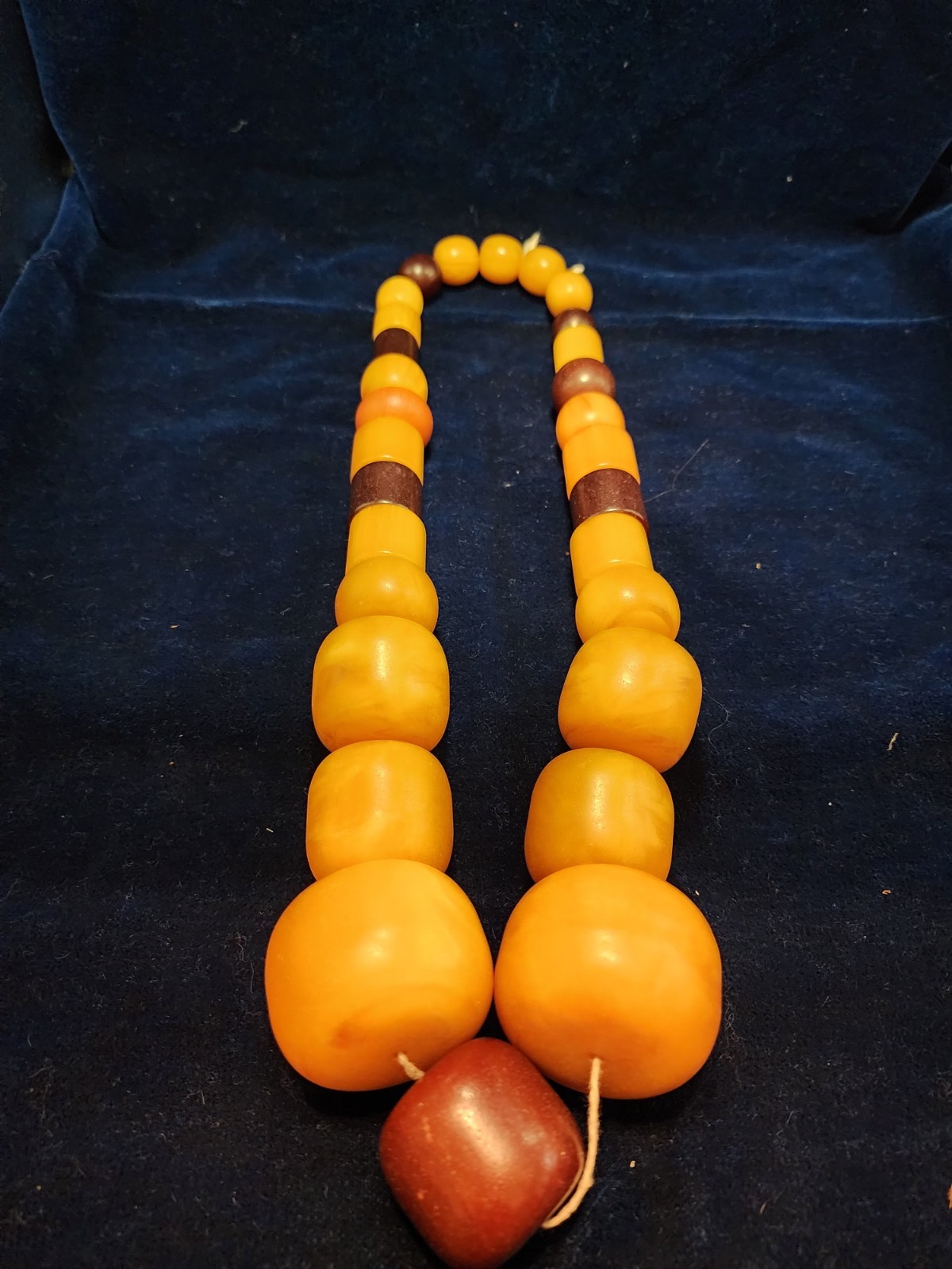 Antique African Butterscotch Egg Yolk Baltic Amber Round Bead Necklace.