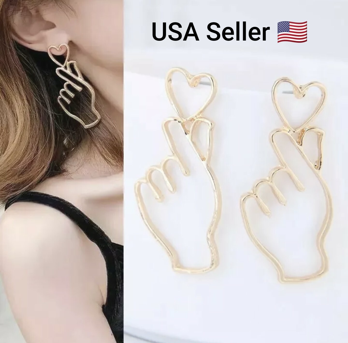 New Korean Simple Hollow Hand Stud Earrings Women Jewelry Fashion Abstract Art