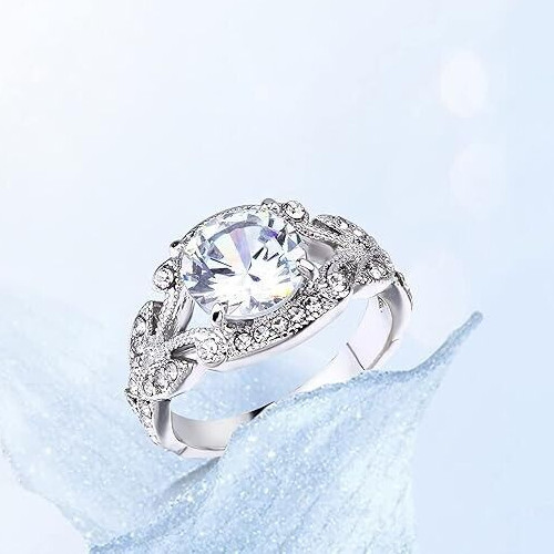 Authentic Vintage Style Engagement Ring Silver Plated 1.95 CT Simulated Diamond