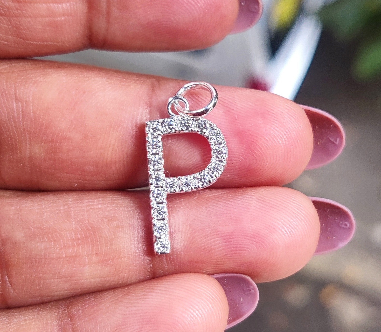 2Ct Round Lab Created Diamond Initial “P” Letter Pendant 14k White Gold Plated