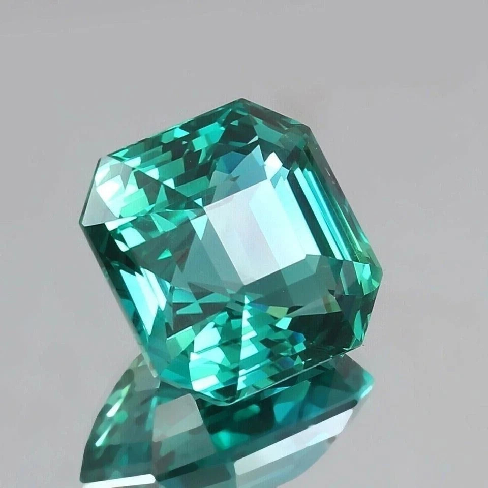14 Ct+ Natural Green Sapphire Asscher Cut Flawless Certified Loose Gemstone