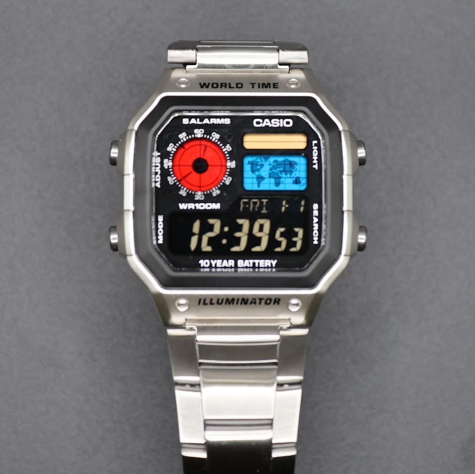 CASIO AE-1200WHD. Royale World Time Watch Mod. Negative Display – Hydromod