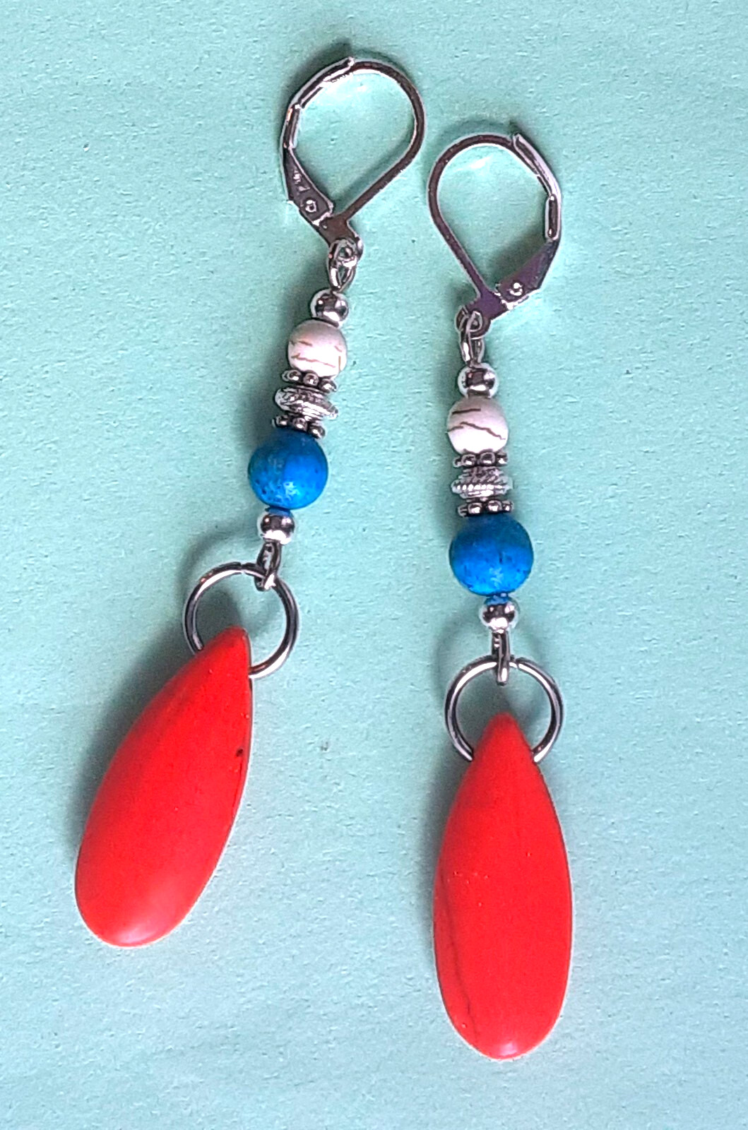 RED ORANGE TURQUOISE White Blue dangle SP LEVER BACK handcrafted XGET