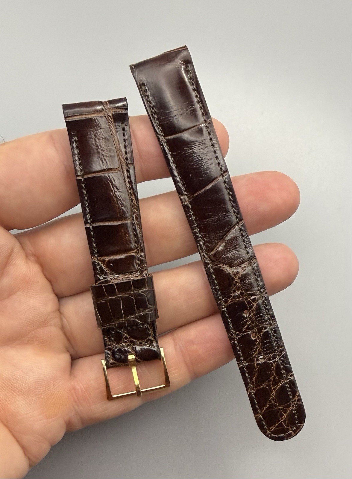 NOS 1950-60s Hamilton Custom Deluxe Alligator 11/16 R Watch Band & Signed Buckle