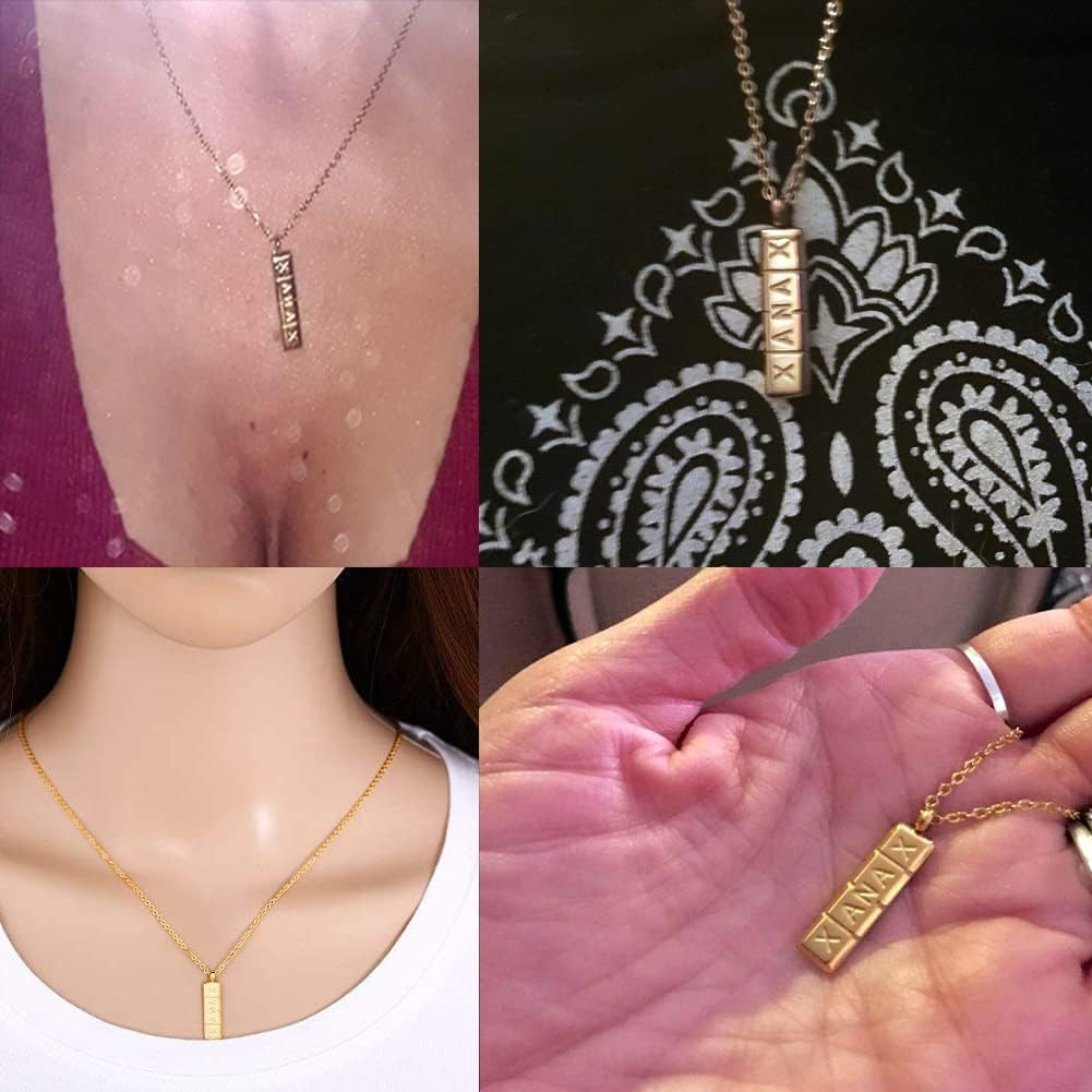 Womens Girls Stainless Steel XANAX Pill Necklace Pill Holder Necklace Pill ID Ba