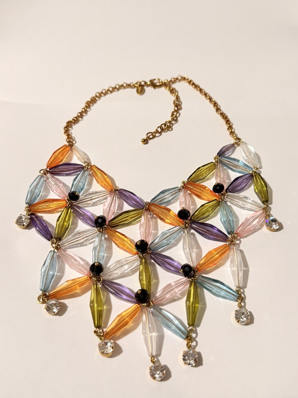 Joan Rivers Rare Geometric Lucite Rhinestone Bib Collar Statement Necklace