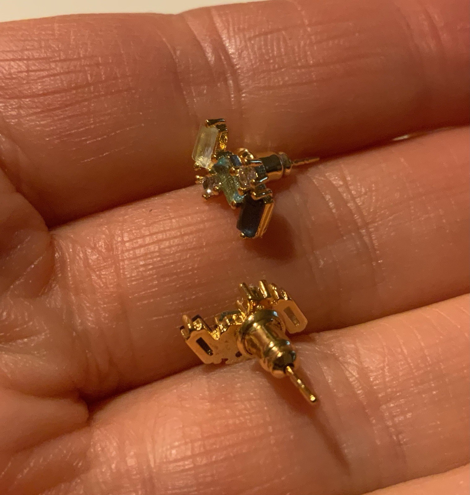 Art Deco Geometric Crystal Museum Missoma Modern Art Earrings Gold Stud CZ Boho