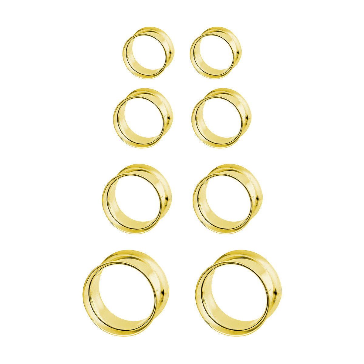 Pair of Surgical Steel PVD Gold Double Flare Ear Tunnels Earlets Gauges Plugs