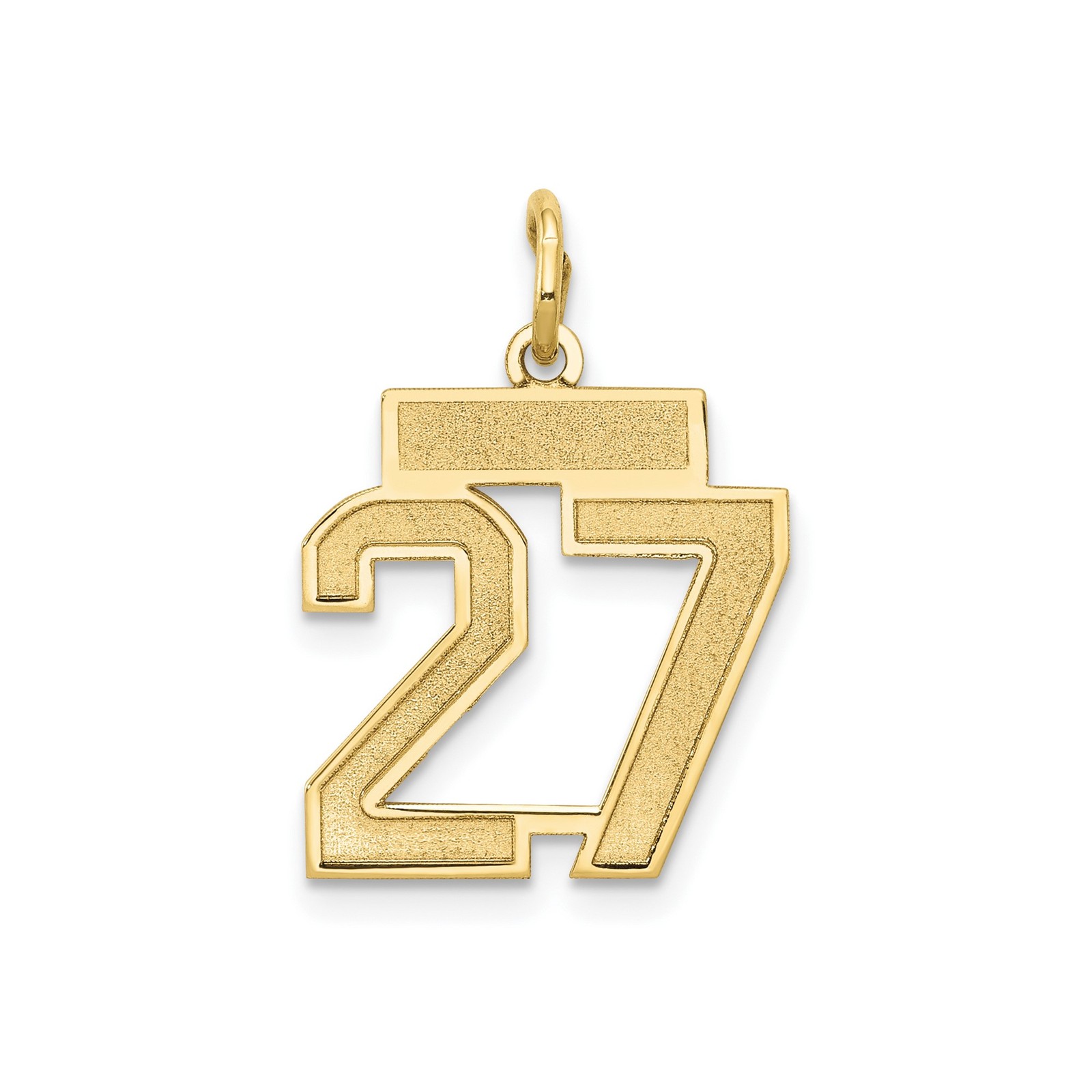 14k Yellow Gold Number 27 Pendant Charm Unisex Block Font Small 0.57g
