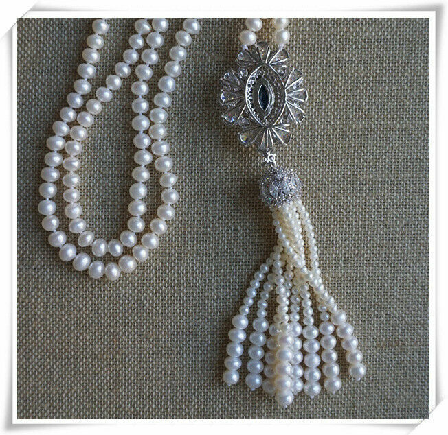 30″ AAA 7-3MM SOUTH SEA NATURAL White PEARL NECKLACE