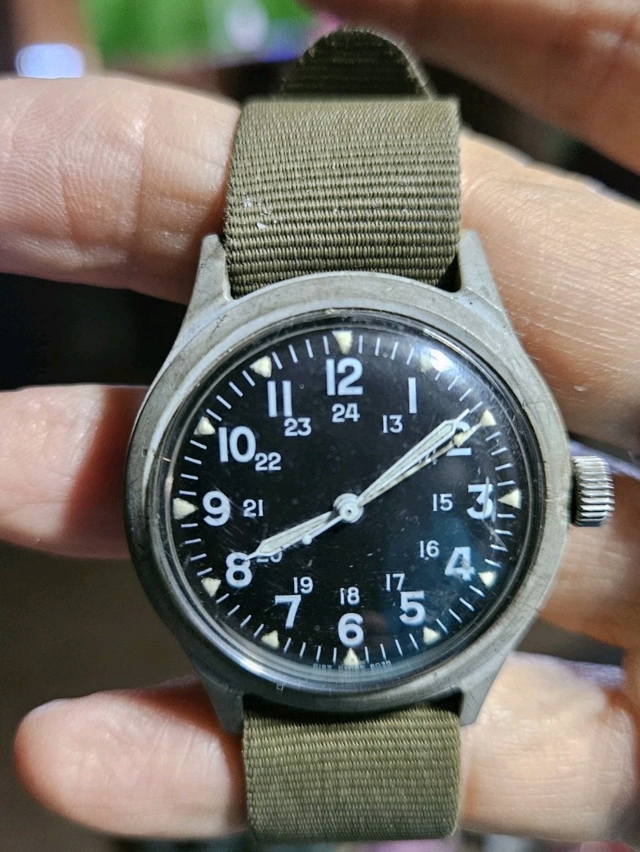 Vtg MAR 1970 Benrus Corp MIL-W-46374 Military Watch Vietnam War Orig Strap Works
