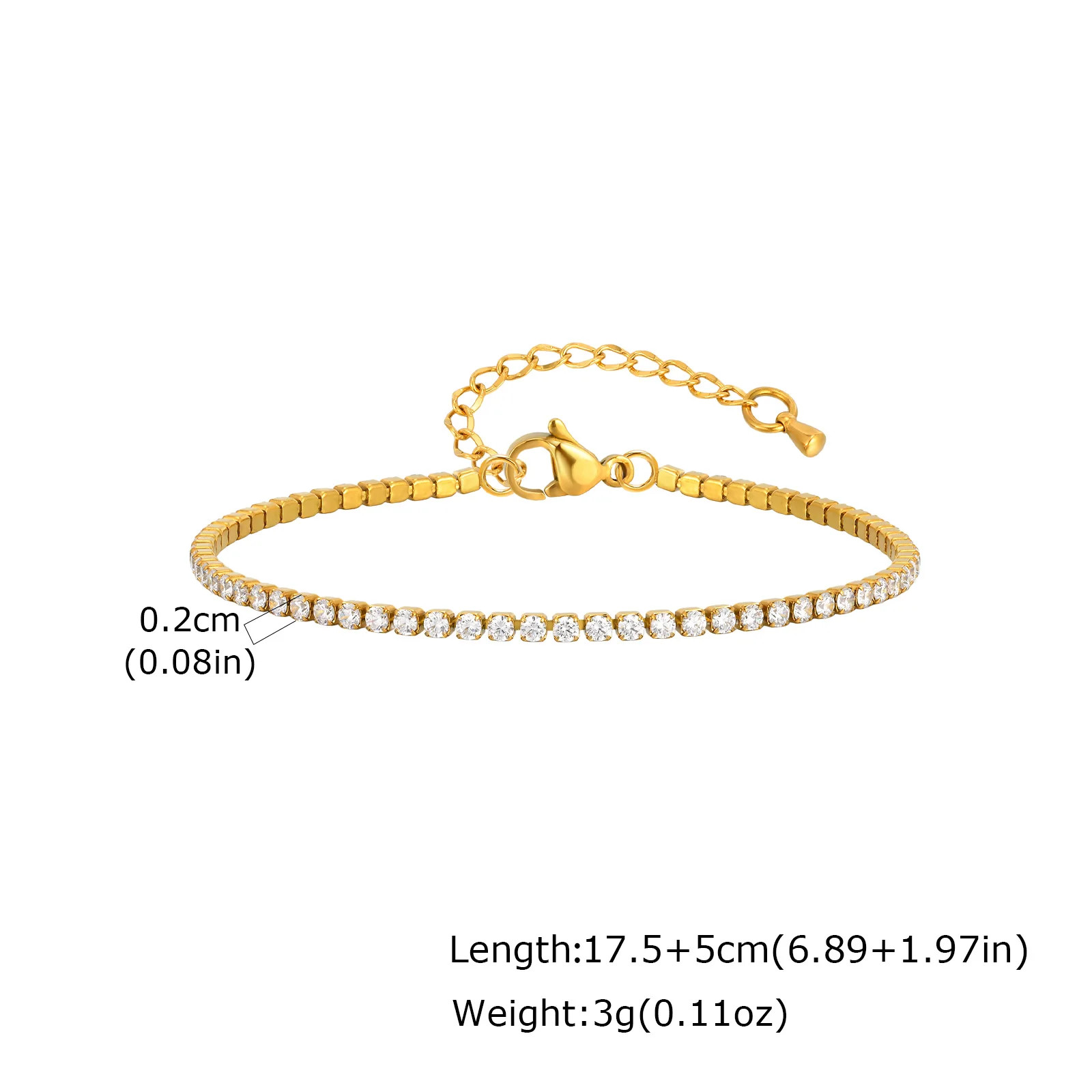 Classic Charm Tennis Bracelet for Women Zircon Stainless Steel Chain Jewelry