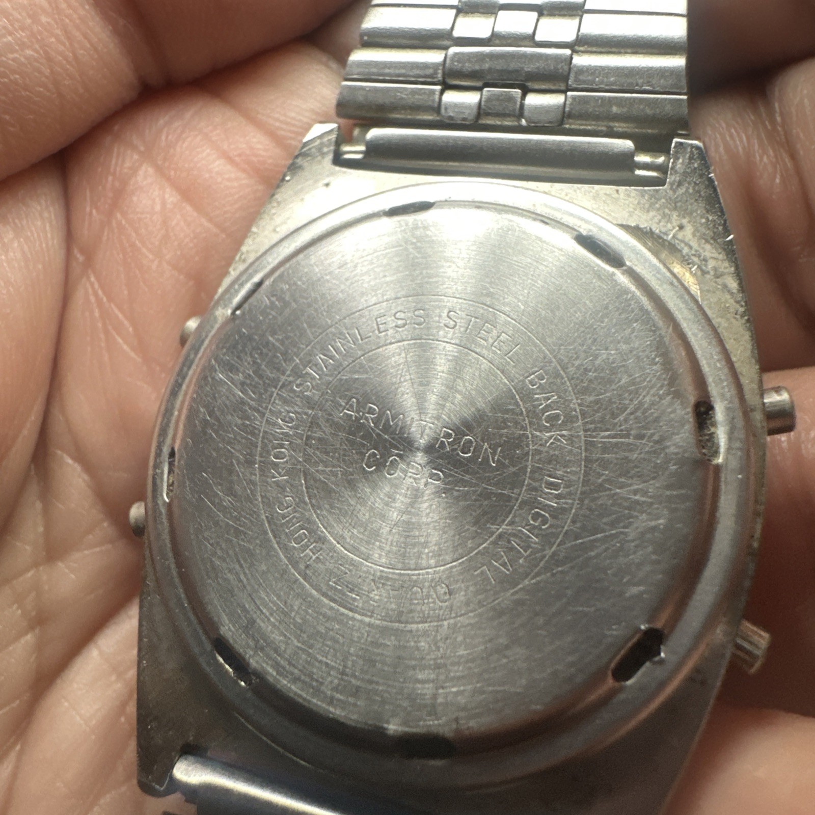 Vintage Armitron LCD Mens Watch New Battery Working But Missing Segments 34mm 7”
