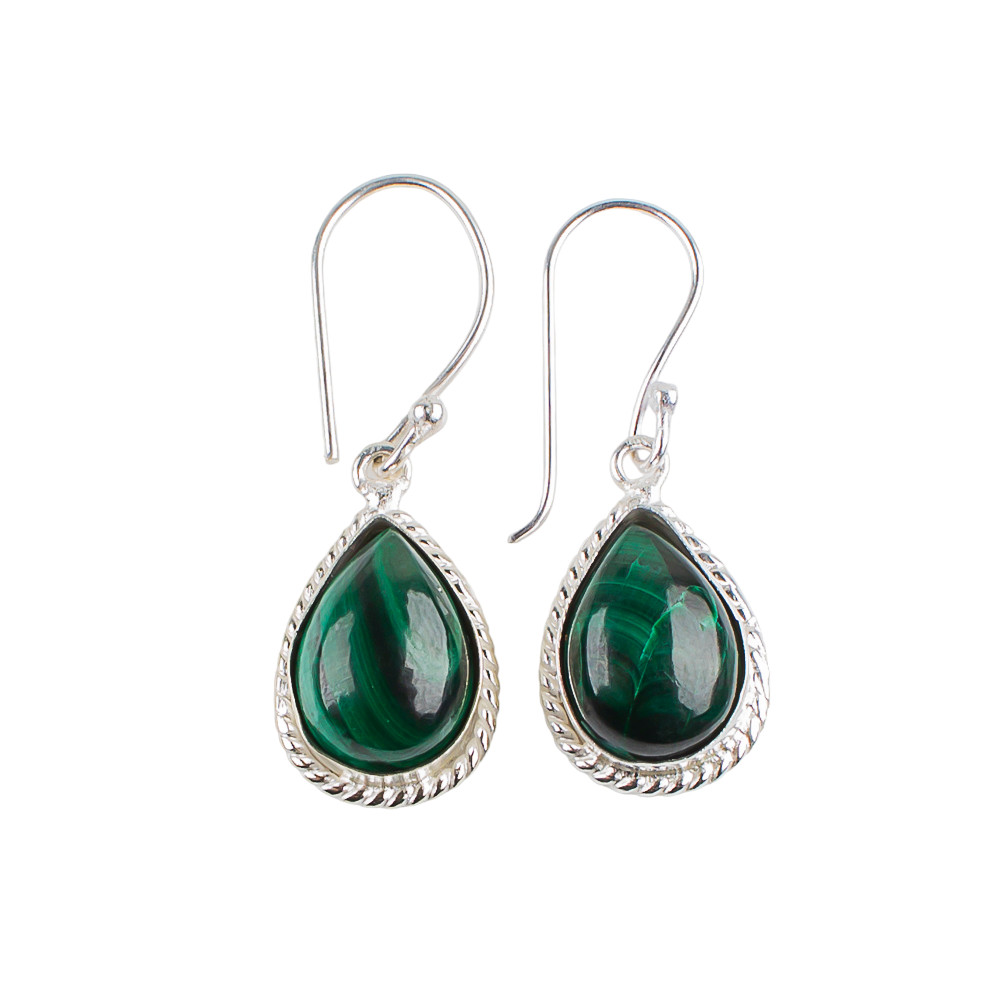 Natural Malachite Gemstone 925 Stamped Silver Elegant Earring 1.40″ Gift For Her