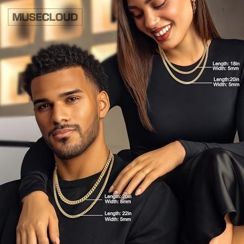 Gold Cuban Link Chain for Men Mens 20 in (51 cm) 8mm Width – 18K Gold Plated