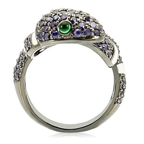 0W184 – Ruthenium Brass Ring with AAA Grade CZ in Multi Color