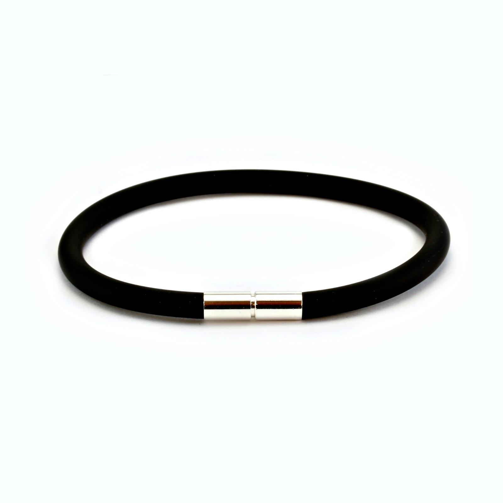 Men’s/Ladies Chunky rubber Bracelet–Sterling Silver Twist Clasp-5mm rubber Cord