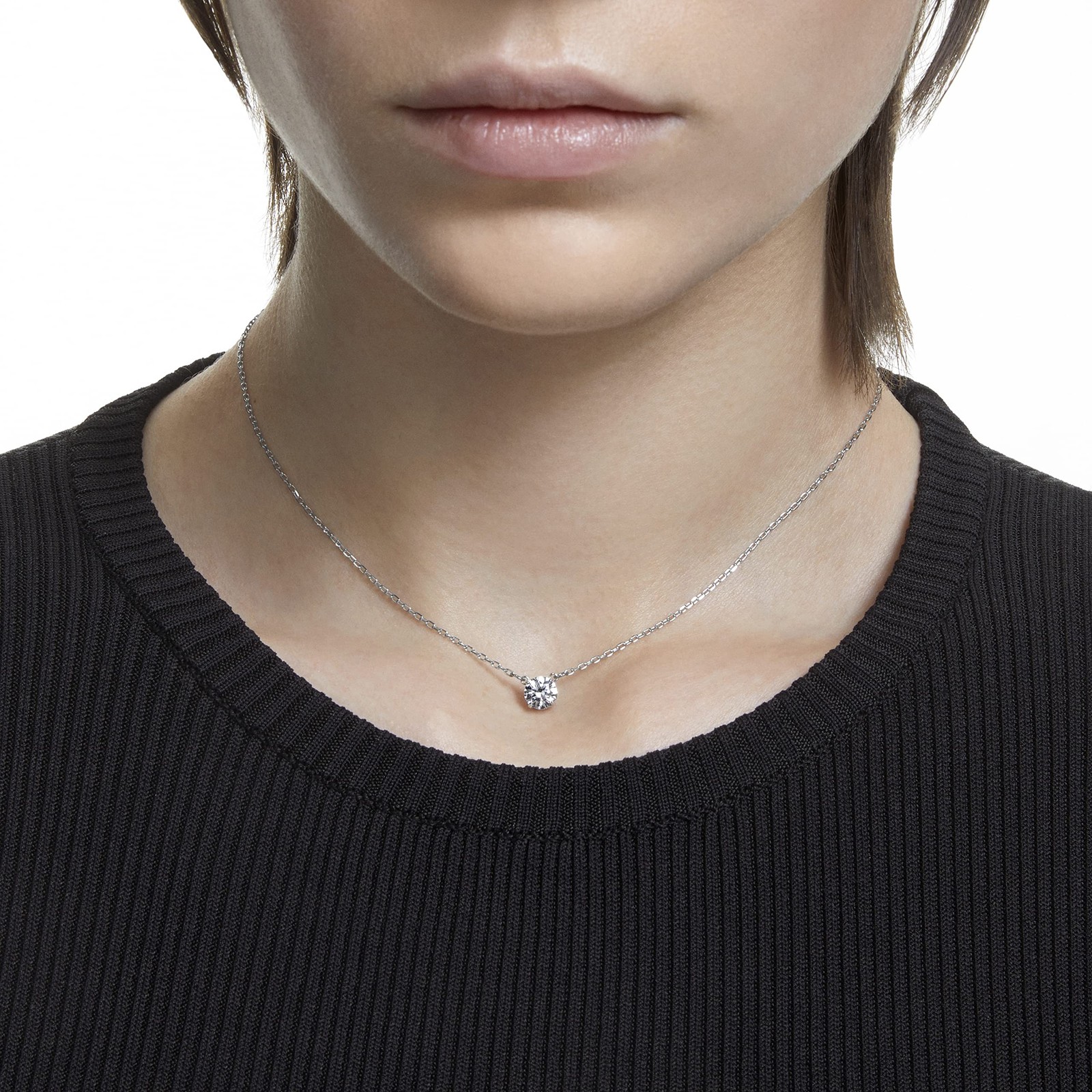Swarovski Stilla Attract Necklace, Clear Round-Cut Crystal in a Rhodium-Finish