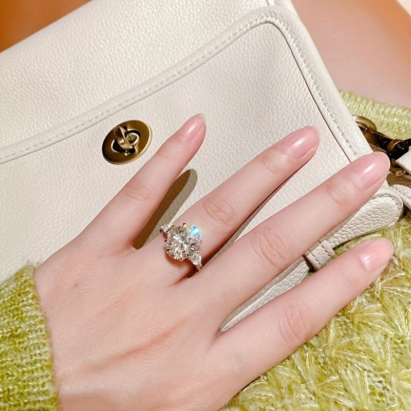 Moissanite Engagement Ring 925 Silver Size 6 7 8 9 10