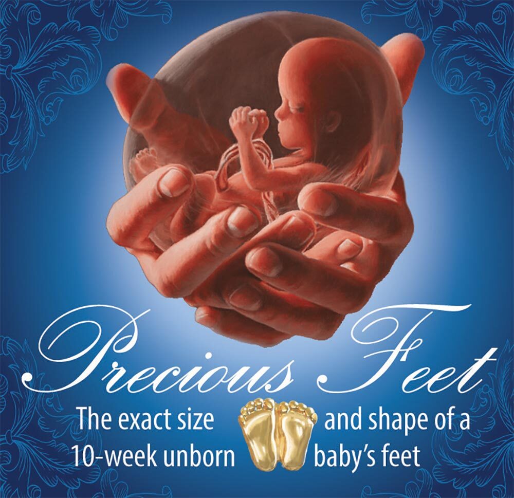 Precious Feet Silver-Colored, Fetal Development Card Pro-Life Jewelry, Lapel Pin