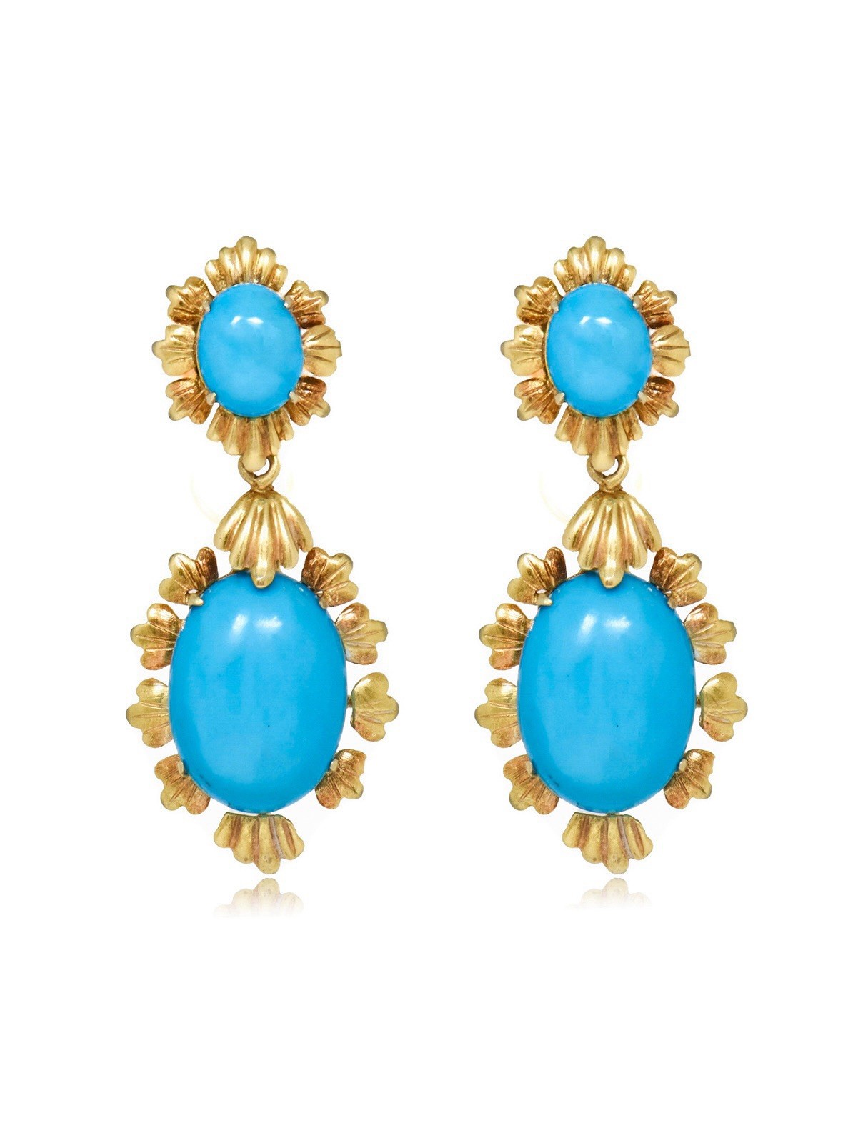 Vintage 18K Gold Sleeping Beauty Turquoise Drop Earring