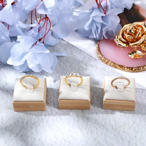 Bamboo Pcs Rings Display Stand for Selling Velvet Jewelry Ring Holder 12