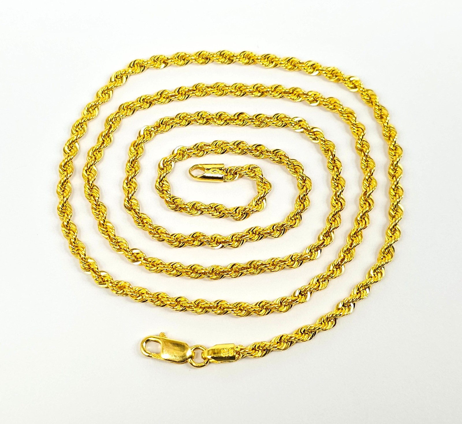 22K Gold Rope Chain Necklace 20.3 inch 2.8 mm Hollow Genuine Hallmarked 916