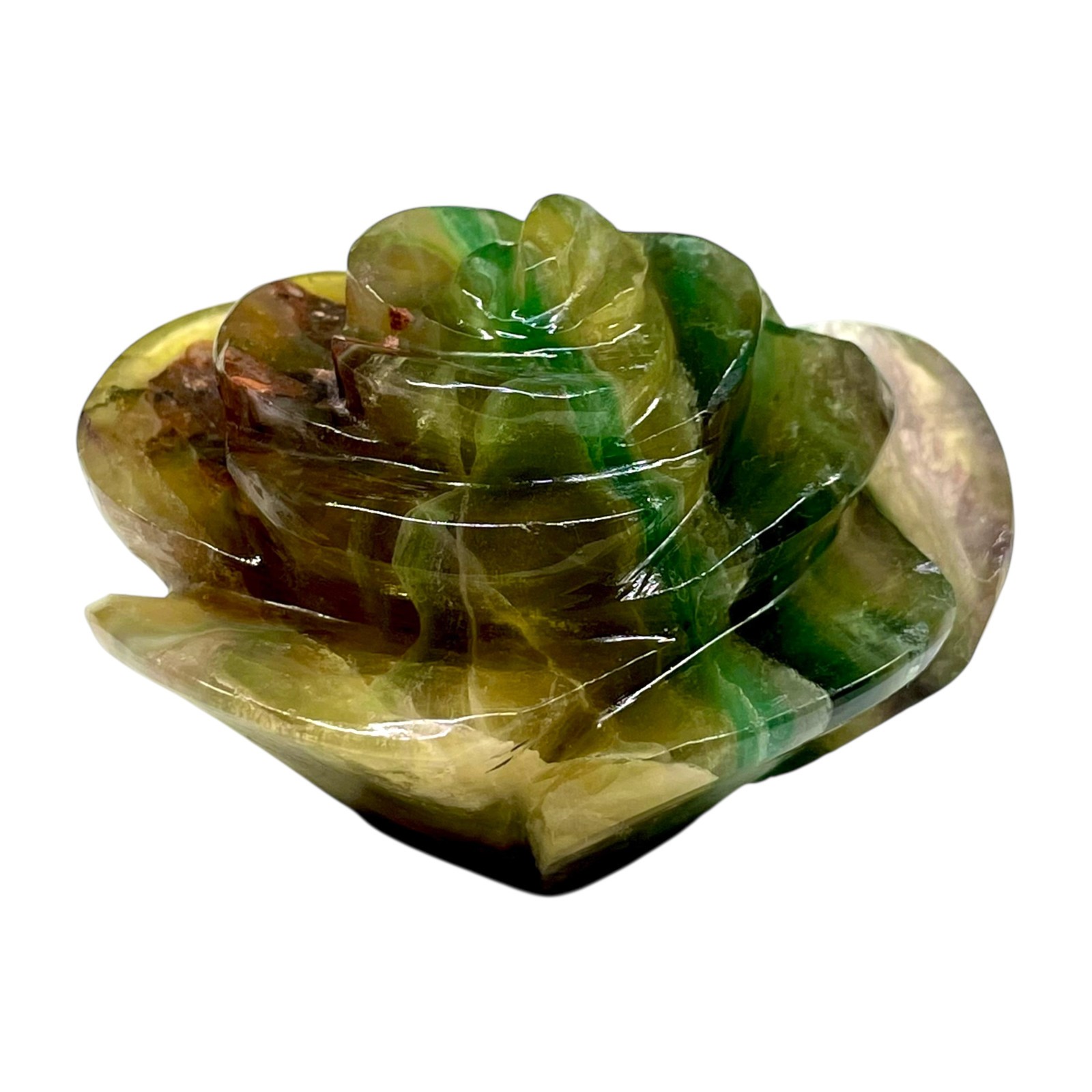 730 Ct Natural Bi Color Fluorite Rose Carving Unique Floral Design Huge Gemstone