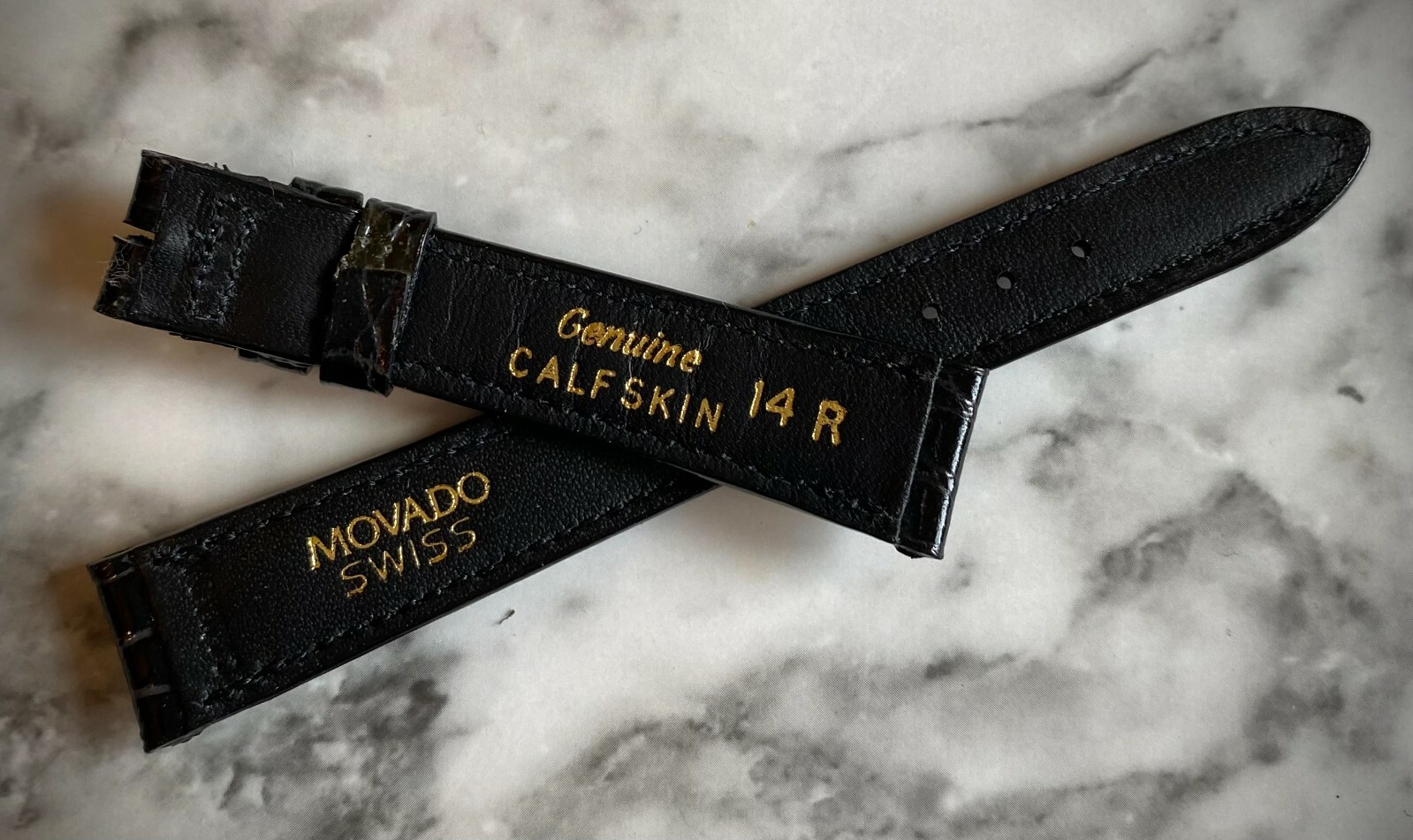 Genuine MOVADO 14mm Black Calf Skin Watch Leather Band Strap
