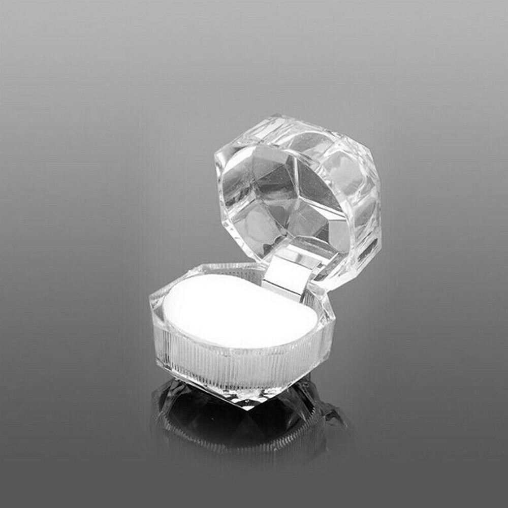 20pcs Transparent Plastic Crystal Lots Jewelry Ring Display Storage Boxes White