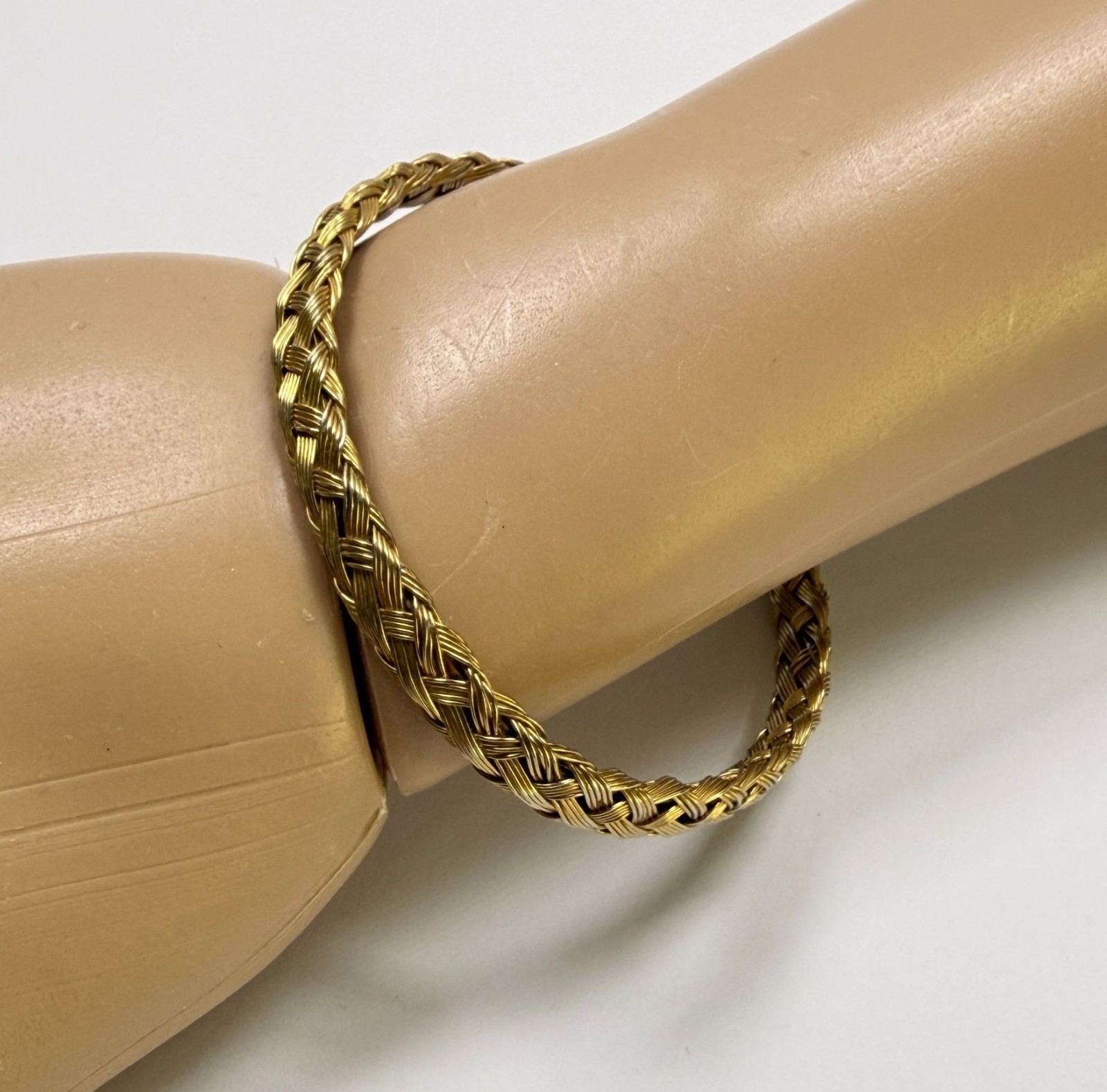 Gold Tone Braided Wire Cuff Bracelet Open Style Classic Minimalist