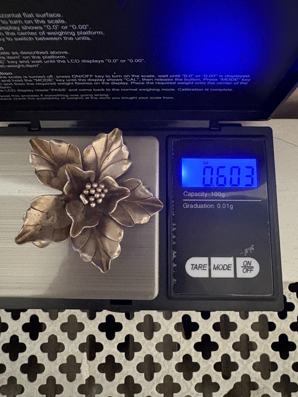 Vintage Poinsettia Flower Sterling Silver Pendant Handcrafted Matte Finish