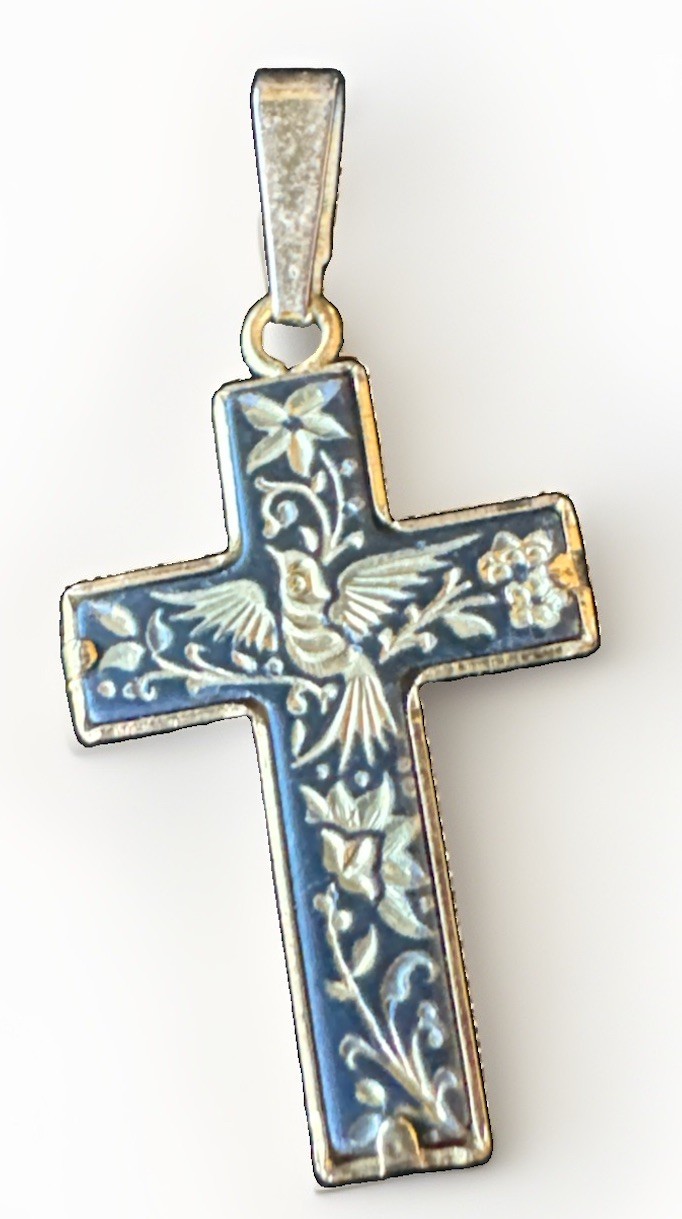 Midas of Toledo Spain Damascene Cross Pendant Necklace