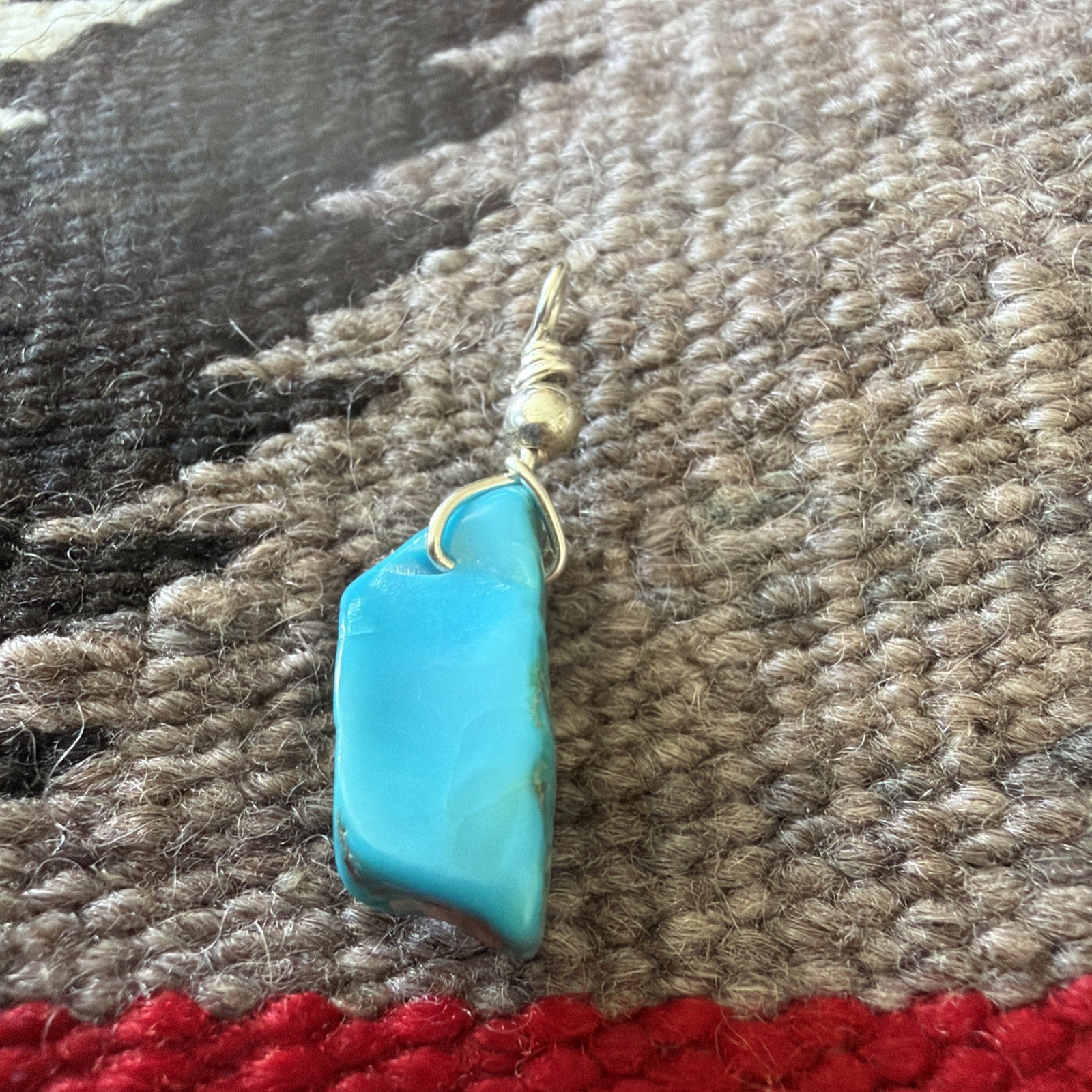 Pendant Genuine Kingman Turquoise Pentagon Sterling Silver Bead – Bale 1 1/2”
