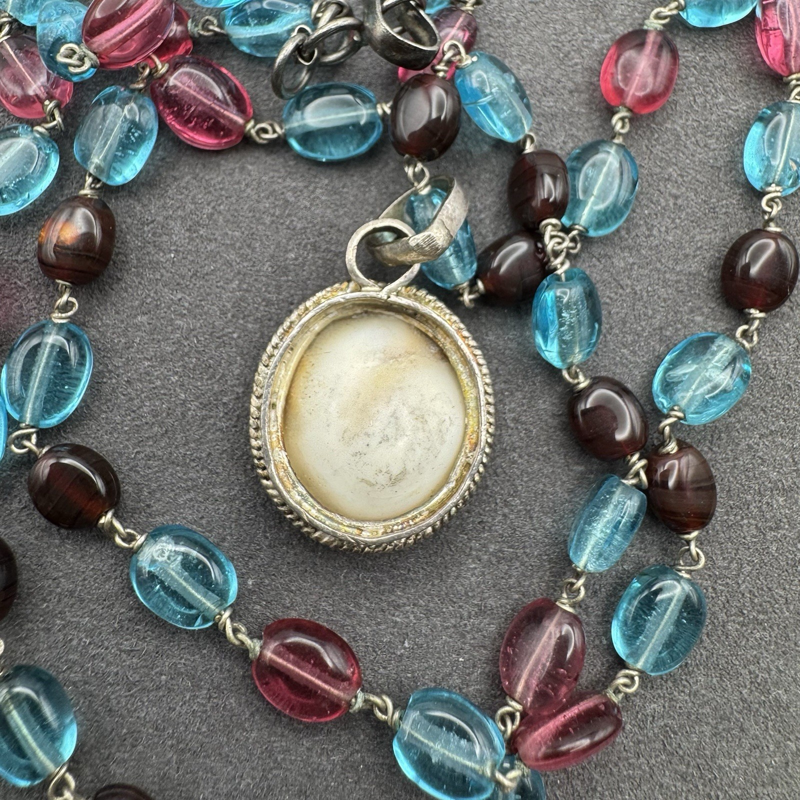Artisan Silver Shiva Eye Shell Multi-Bead Necklace and Dangle Earrings Set