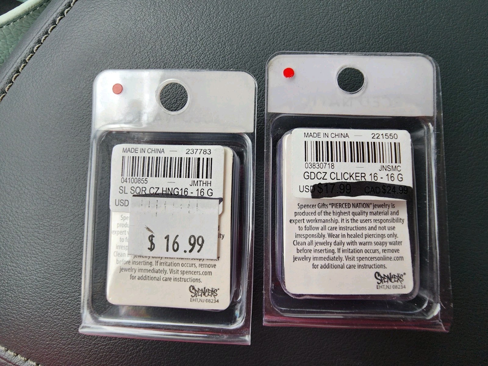 Spencers Pierced Nation Lot Of 2 Packs Of Septum Rings 16G