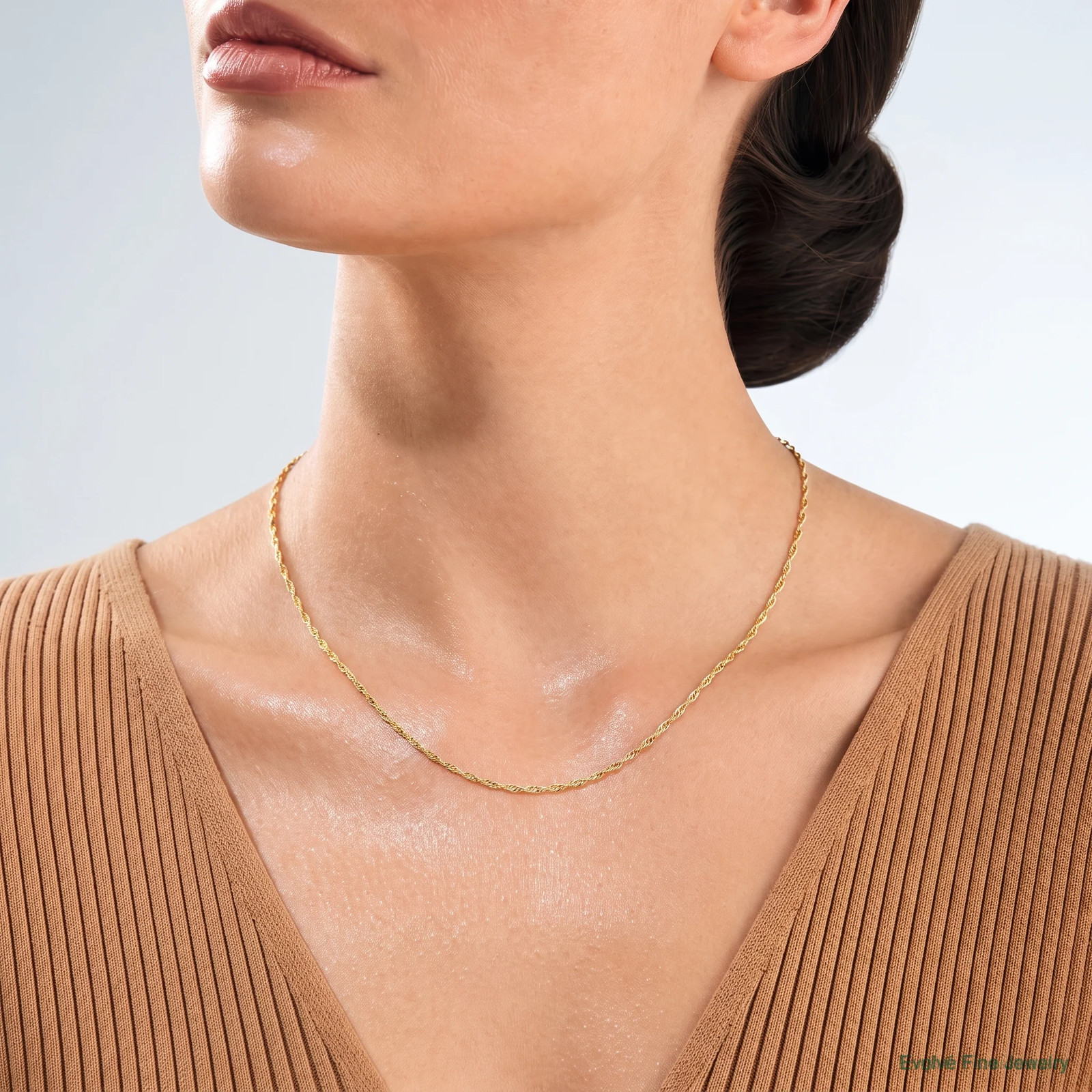 14K Yellow Gold 1mm Carded Singapore Chain Necklace 16″-24″