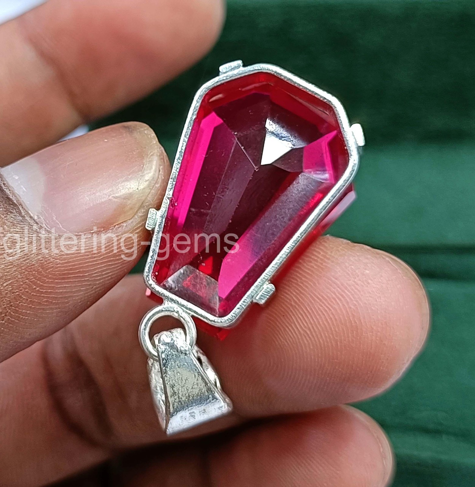 IGL Certified 45.00 Ct Natural Ruby 925 Silver Pendant Loose Gemstone 5JOU