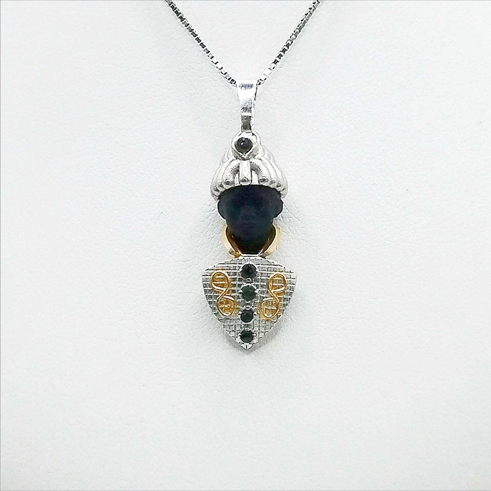 Moretto Venetian 925 Silver Handcrafted Necklace with Black Spinel