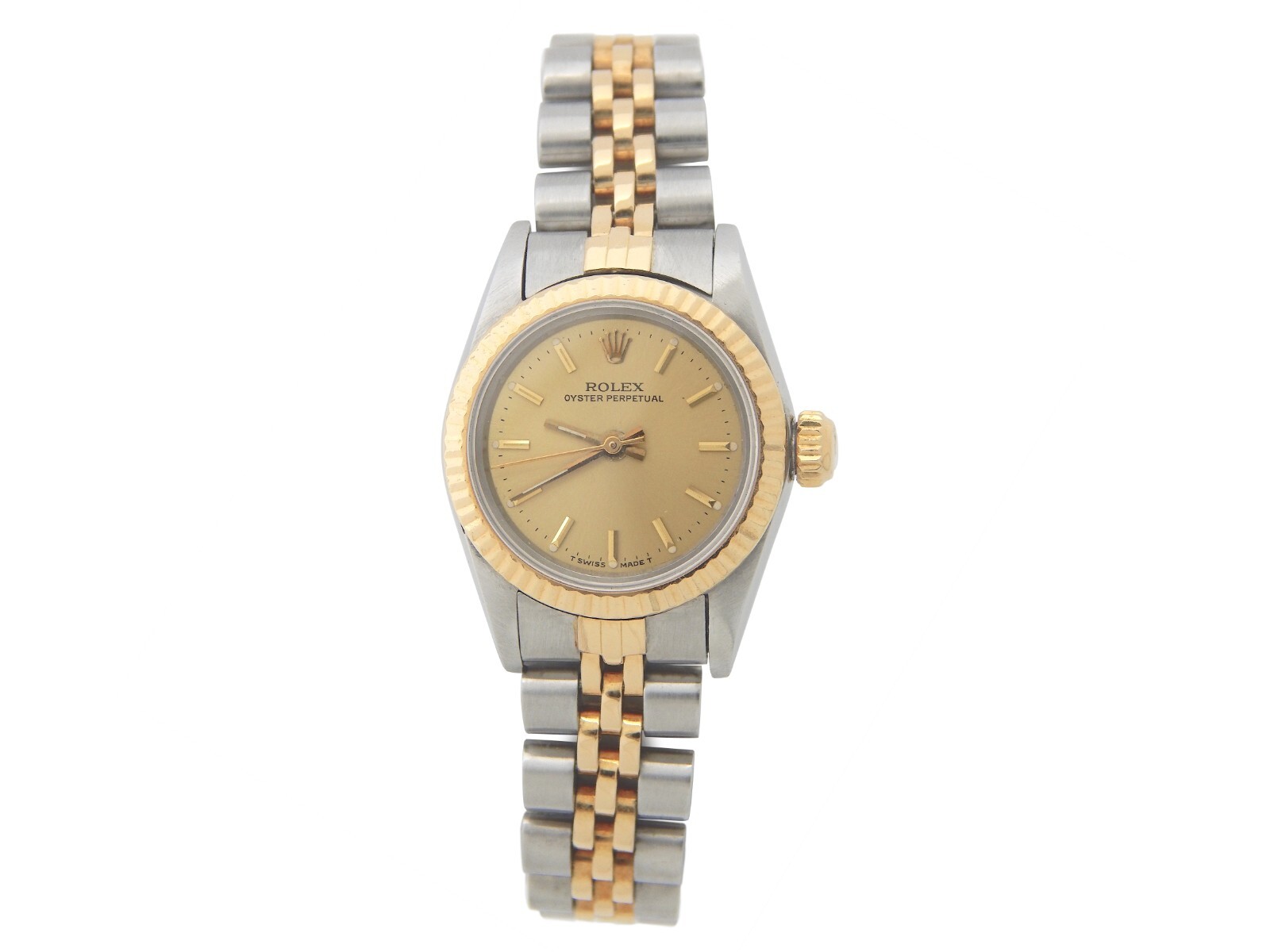 Lady Rolex 2Tone 18k Gold/Stainless Steel 67193 Oyster Perpetual Watch Champagne