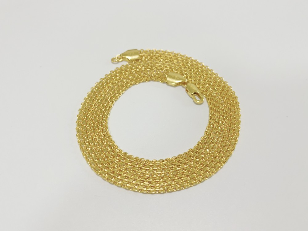 Solid 18K Yellow Gold Bohemian Multi Layer Wide Necklace Chain Gift 8mm 20inch