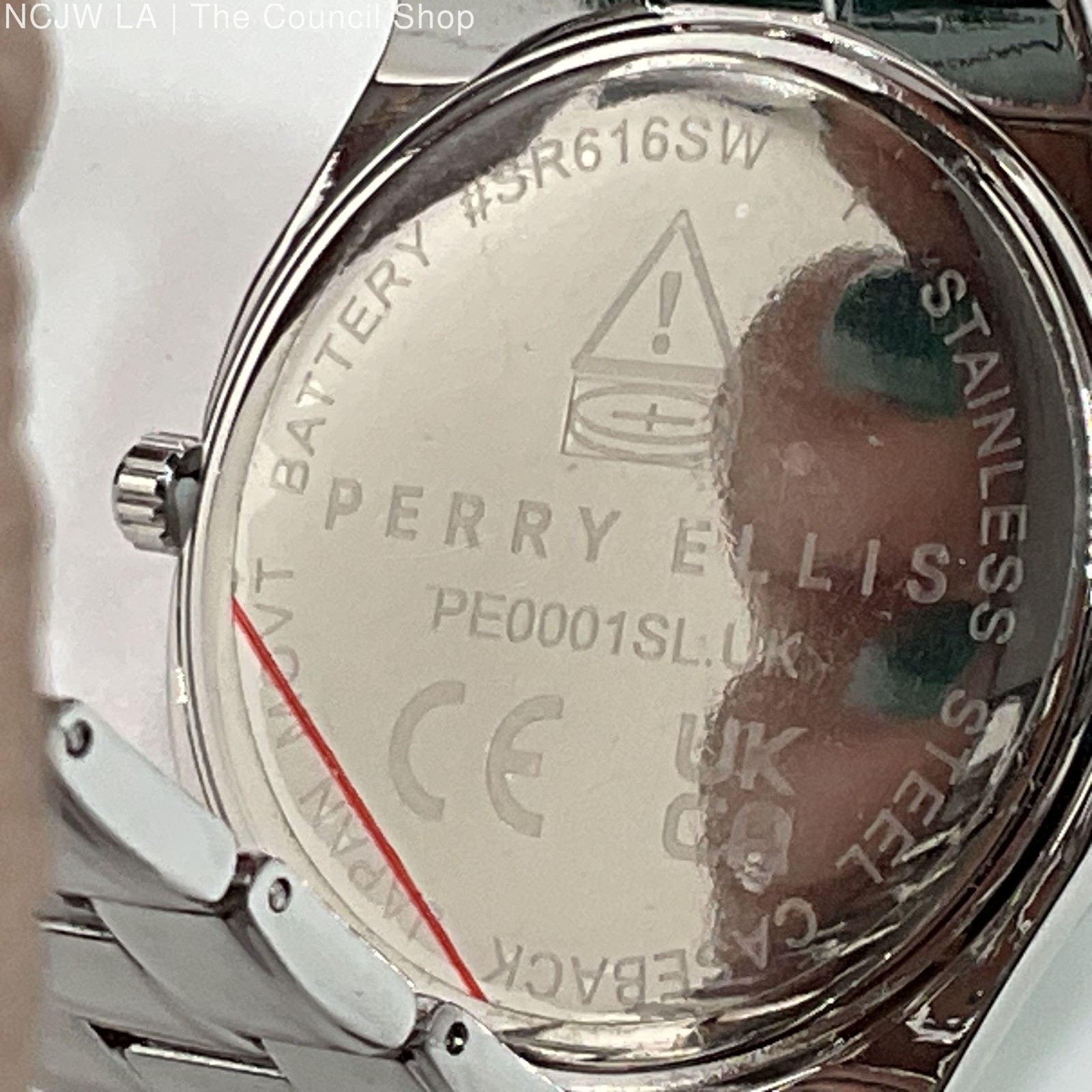NOB PERRY ELLIS Ultra Thin Diamond Accent Men’s Stainless Watch- 7.75″