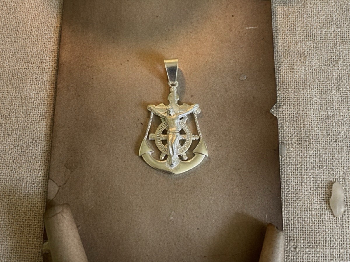 Silver Tone Nautical Anchor Charm Pendant w/ Bail, Asymmetrical Metal No Stone