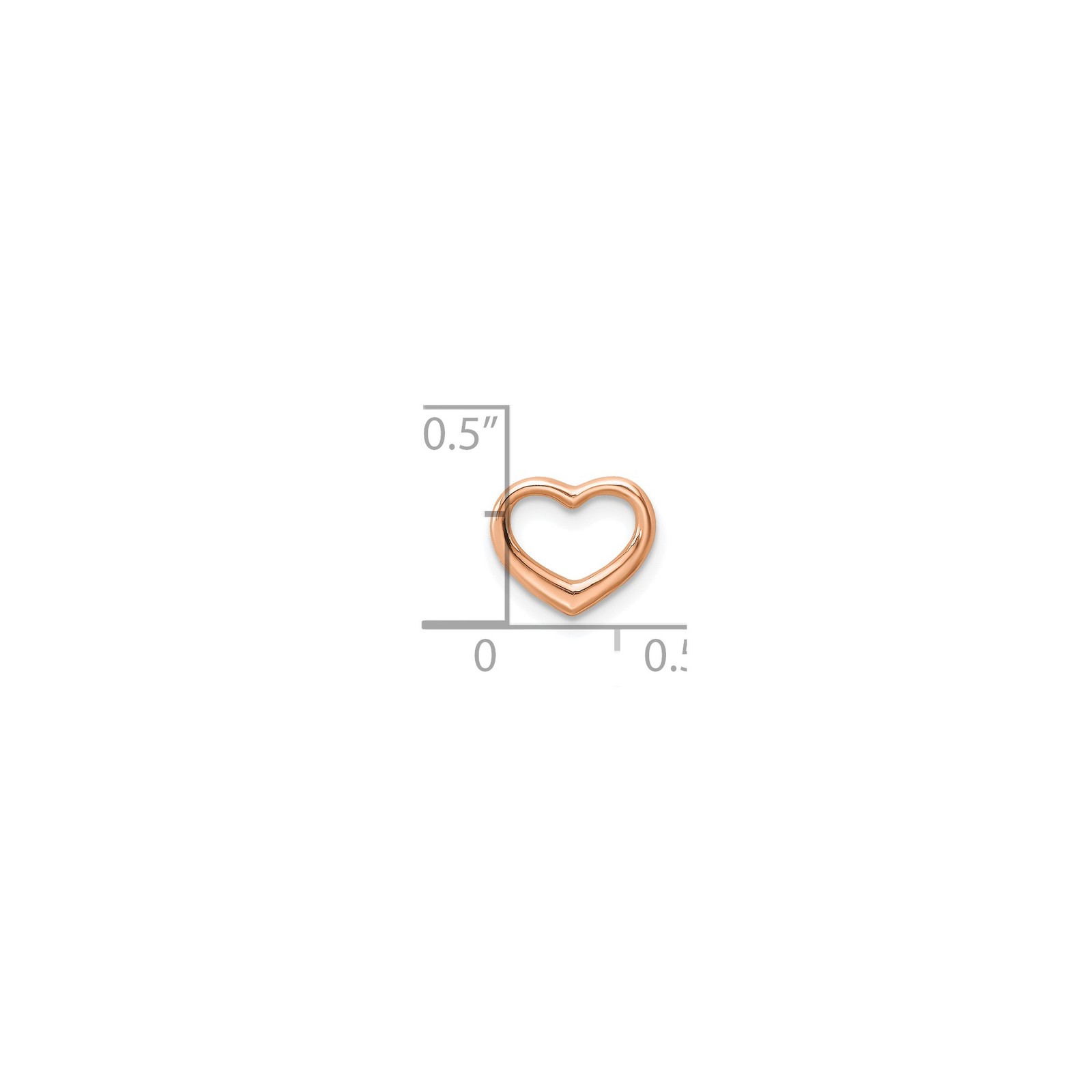 14k Rose Gold Open Heart Pendant Charm Minimalist Fine Jewelry 12.2mm