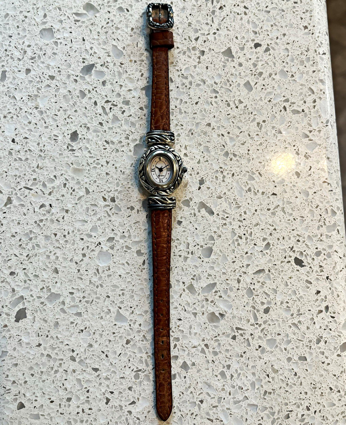 VINTAGE Brighton Paris Women’s Watch- Reversible leather strap, needs battery