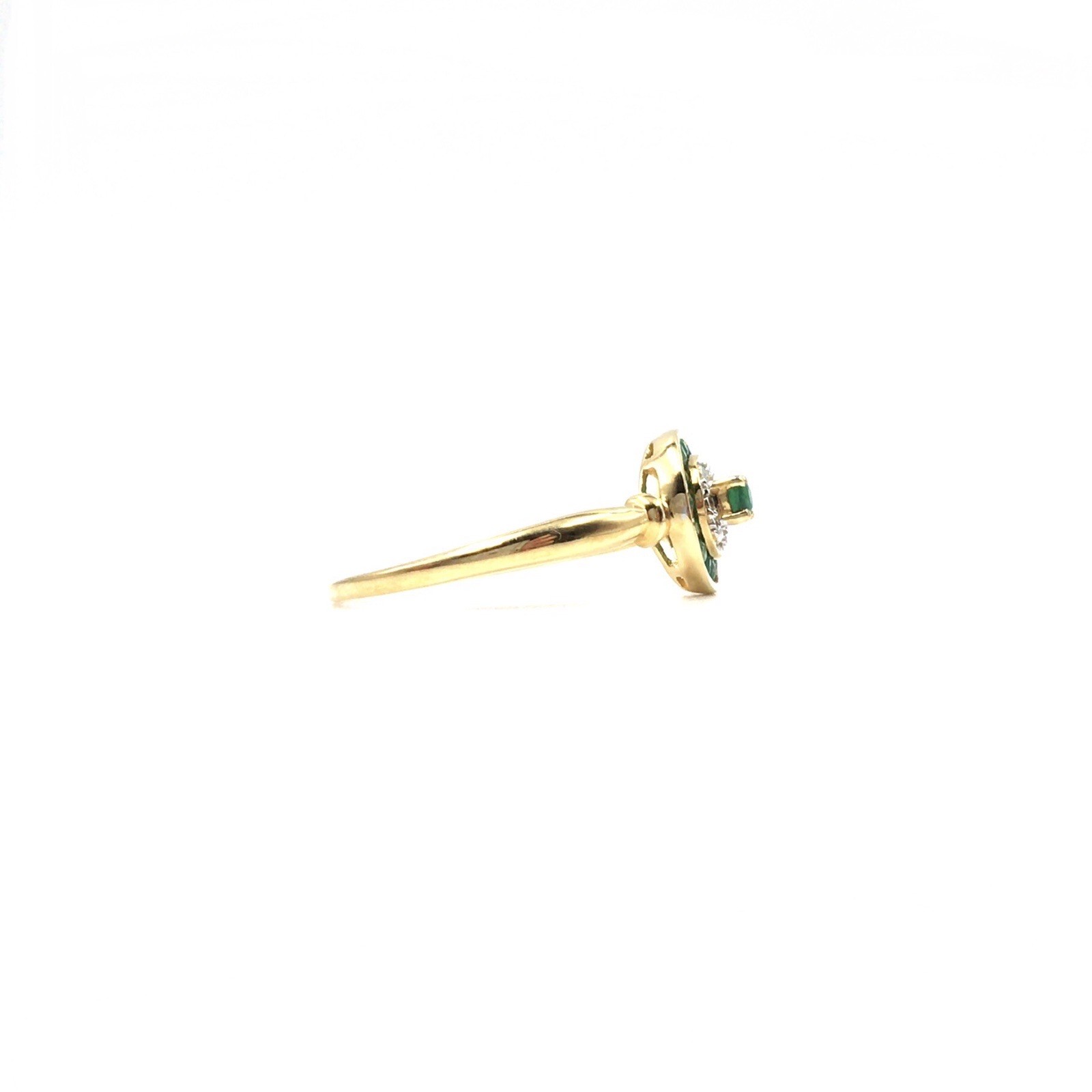 18ct yellow gold ring emerald in the style of Art Deco 750 gold jewelry 19.1mm/60
