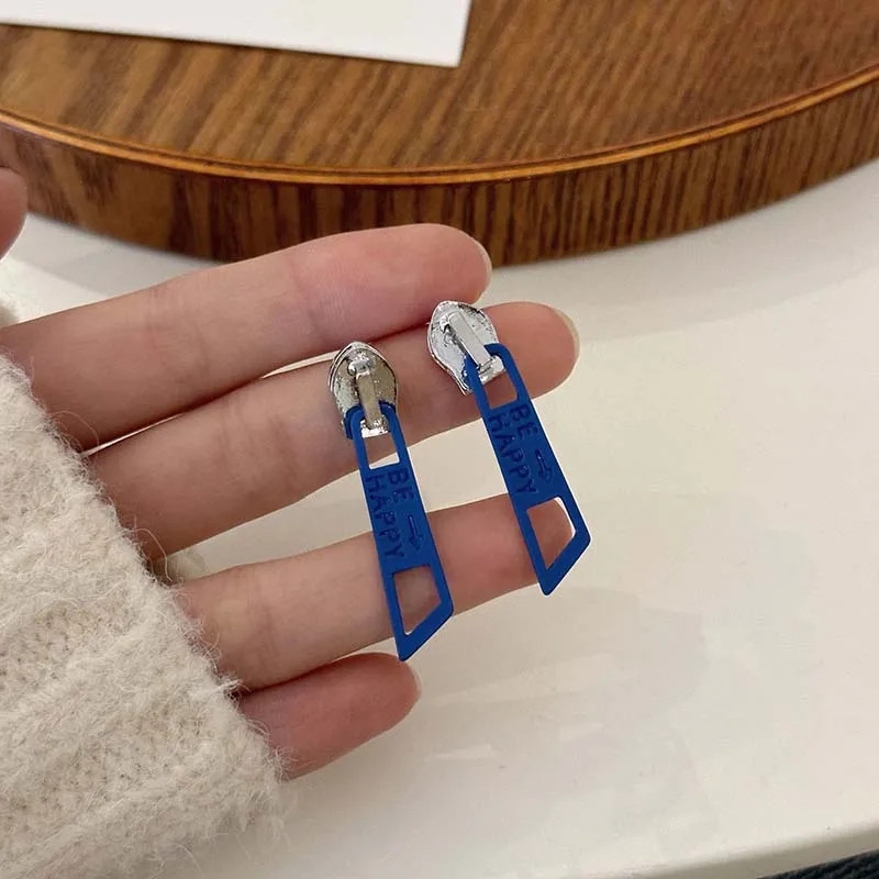 Design Zipper Head Stud Earrings for Women Men Hollow Out
