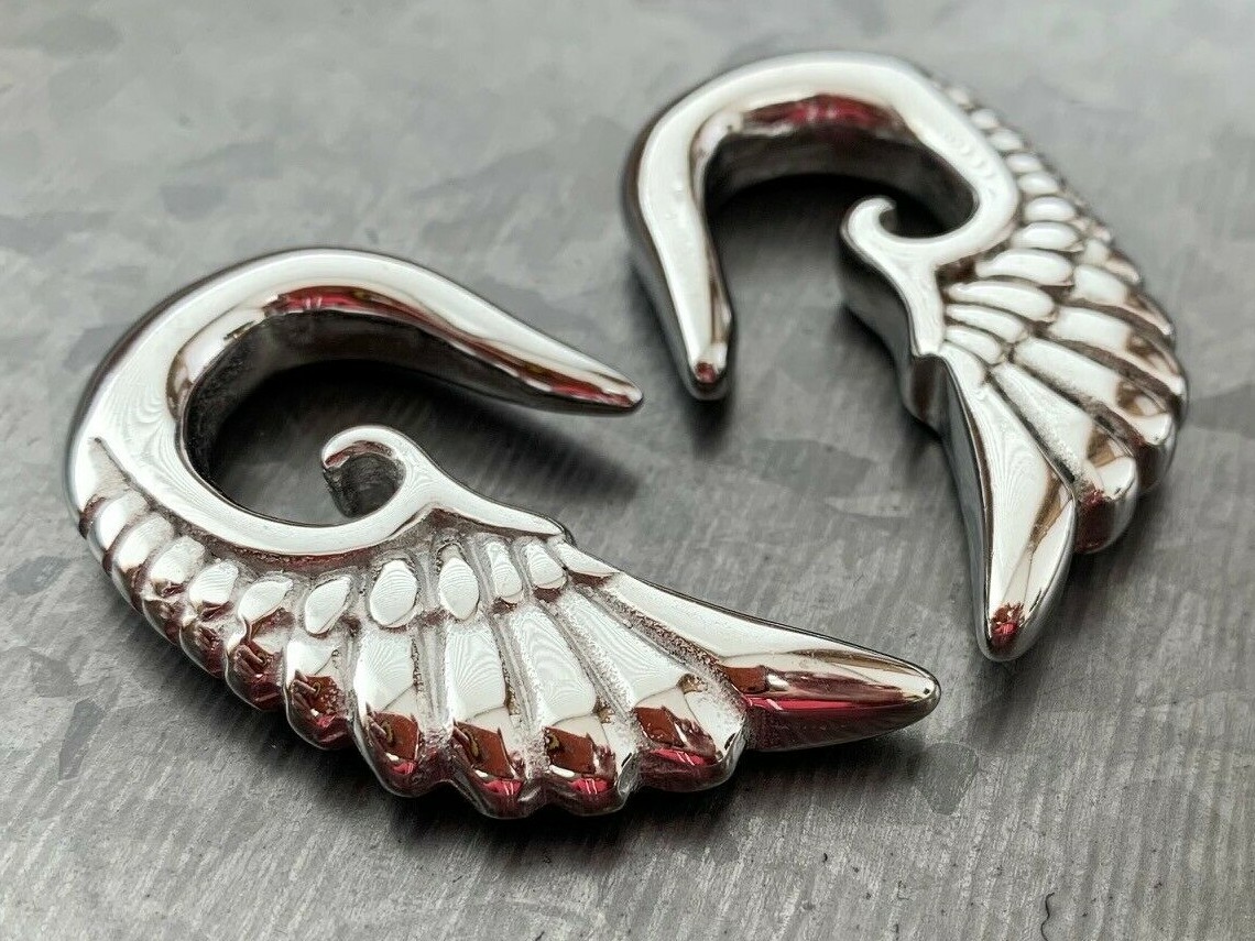 PAIR Steel Angel Wing Hanging Tapers Expanders Hangers Gauges Guages Plugs