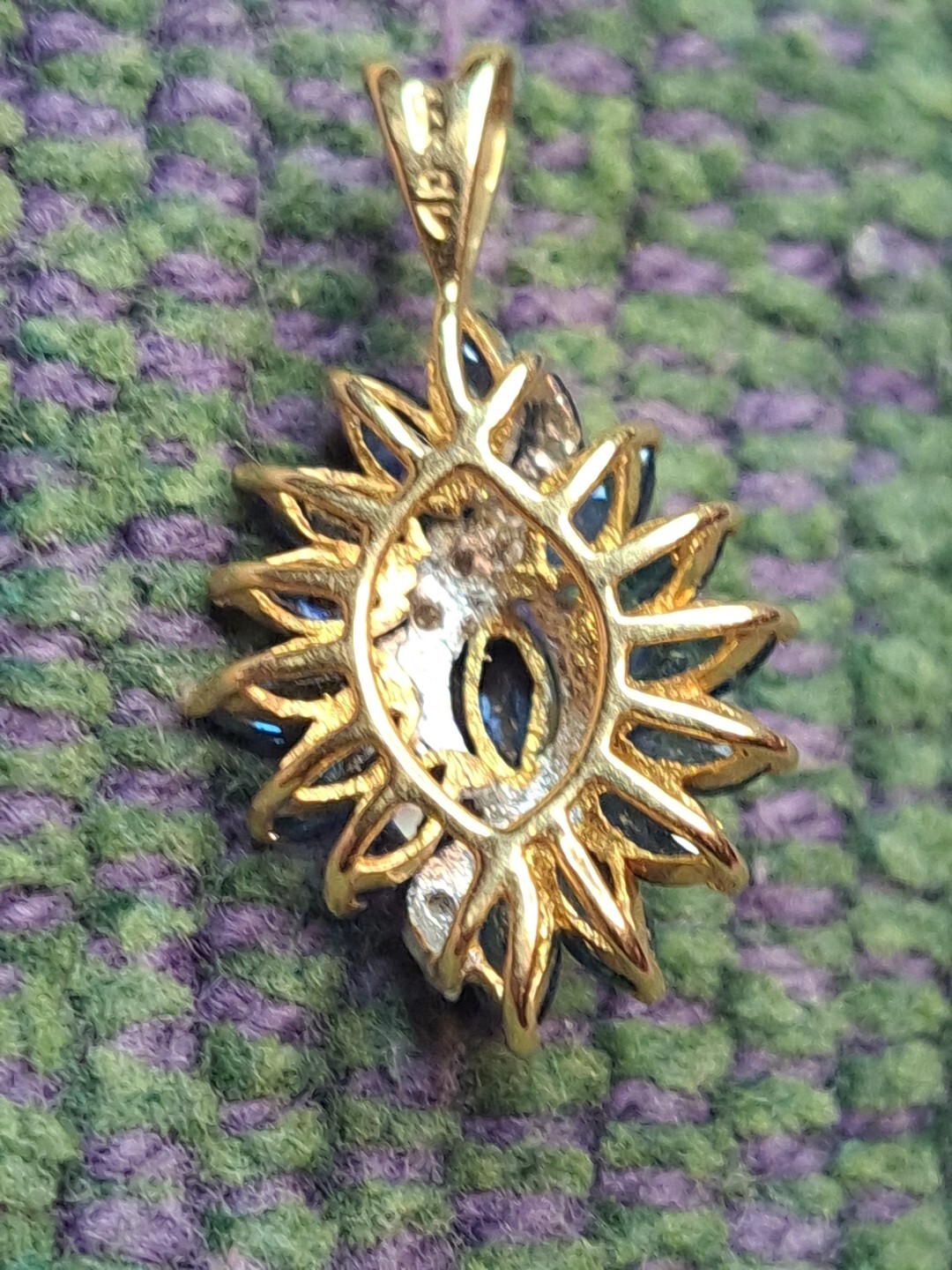 Solid 14k Yellow Gold Designer Pendant Amethyst-Diamond 25MM X 15MM 3 Grams 12-2